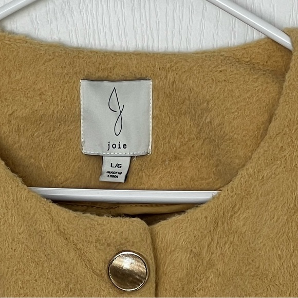 NWOT Joie Belted Double Breasted Evening Jacket Yellow Patch Pockets Size L - Picture 3 of 13